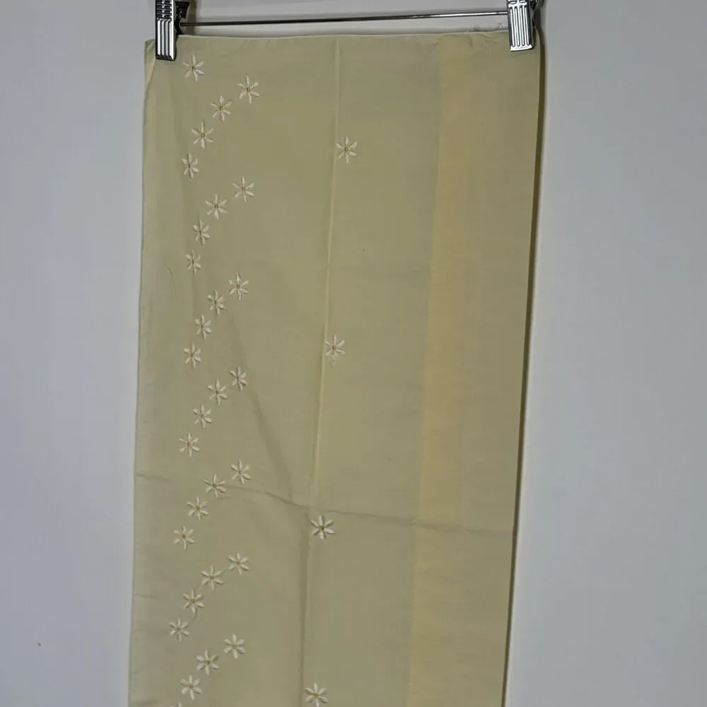 Window Valance Cottagecore Pale Yellow Daisy Embroidered 59